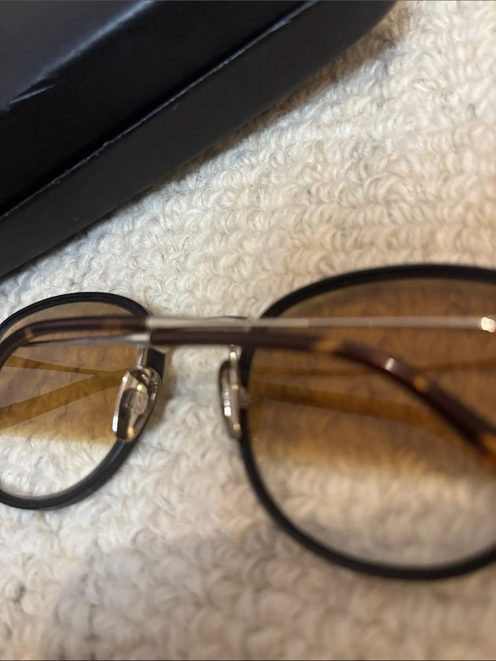 John Varvatos Black Round Sunglasses Brown Gradient Lenses